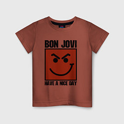 Футболка хлопковая детская Bon Jovi: Have a nice day, цвет: кирпичный