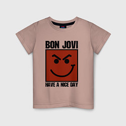 Футболка хлопковая детская Bon Jovi: Have a nice day, цвет: пыльно-розовый