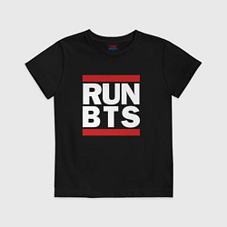 Футболка хлопковая детская RUN BTS, цвет: черный