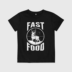 Футболка хлопковая детская FAST FOOD олень в прицеле, цвет: черный