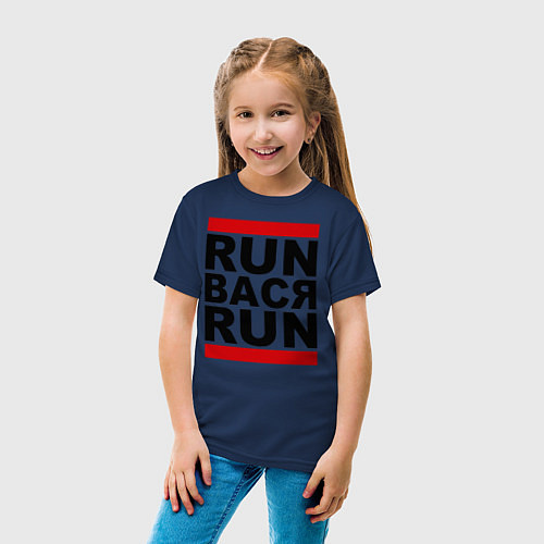 Детская футболка Run Вася Run / Тёмно-синий – фото 4