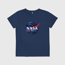 Футболка хлопковая детская NASA: Cosmic Logo, цвет: тёмно-синий