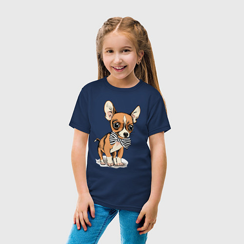Детская футболка Чихуахуа с бабочкой / Тёмно-синий – фото 4