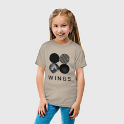 Футболка хлопковая детская BTS Wings, цвет: миндальный — фото 2