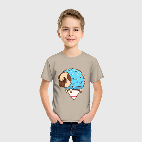 Детская футболка Мопс-мороженое / Миндальный – фото 3