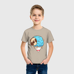Футболка хлопковая детская Мопс-мороженое, цвет: миндальный — фото 2