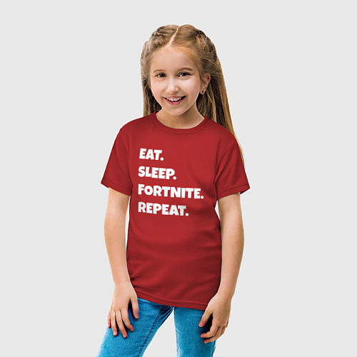 Детская футболка Eat Sleep Fortnite Repeat / Красный – фото 4