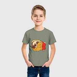 Футболка хлопковая детская Мопс-картофель фри, цвет: авокадо — фото 2