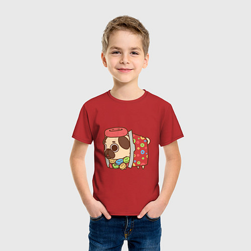 Детская футболка Мопс-хлопья / Красный – фото 3