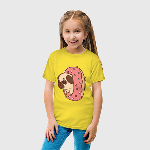 Детская футболка Мопс-пончик / Желтый – фото 4