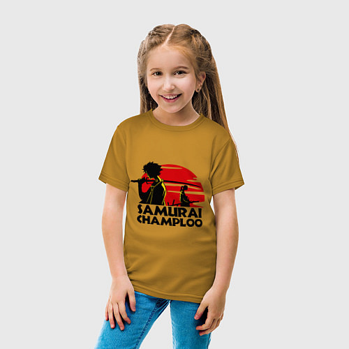 Детская футболка Самурай Champloo закат / Горчичный – фото 4