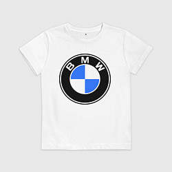 Футболка хлопковая детская Logo BMW, цвет: белый