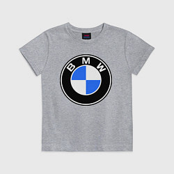 Футболка хлопковая детская Logo BMW, цвет: меланж
