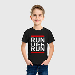 Футболка хлопковая детская Run Глеб Run, цвет: черный — фото 2