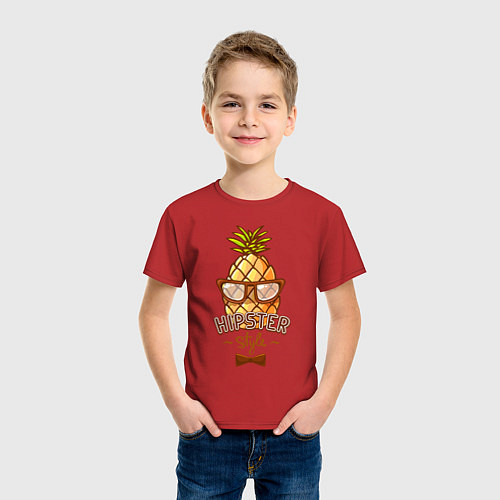 Детская футболка Ананасовый хипстер / Красный – фото 3