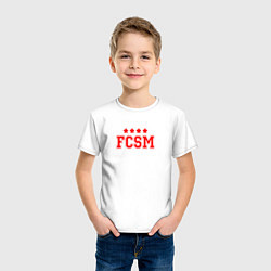 Футболка хлопковая детская FCSM Club, цвет: белый — фото 2