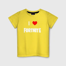 Футболка хлопковая детская I love Fortnite, цвет: желтый