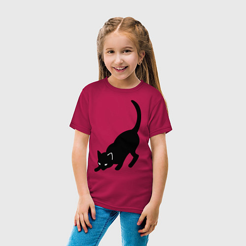 Детская футболка ЧернаяБелая кошечка / Маджента – фото 4