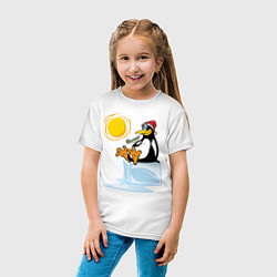 Футболка хлопковая детская Пингвин на солнце, цвет: белый — фото 2