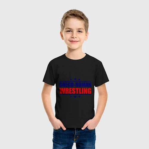 Детская футболка Greco-roman wrestling stars / Черный – фото 3