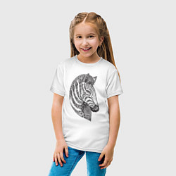 Футболка хлопковая детская Расписная зебра, цвет: белый — фото 2