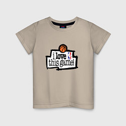 Футболка хлопковая детская Basketball: I love this game, цвет: миндальный