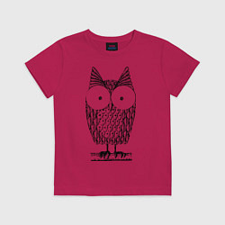 Футболка хлопковая детская Owl grafic, цвет: маджента
