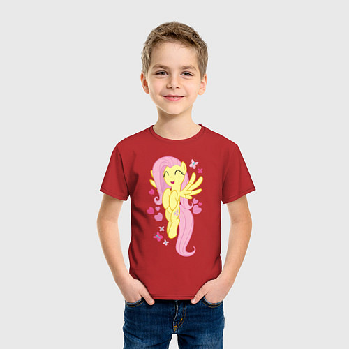 Детская футболка Флаттершай и бабочки / Красный – фото 3