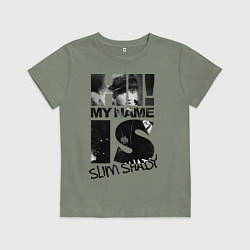 Футболка хлопковая детская My name is slim shady, цвет: авокадо