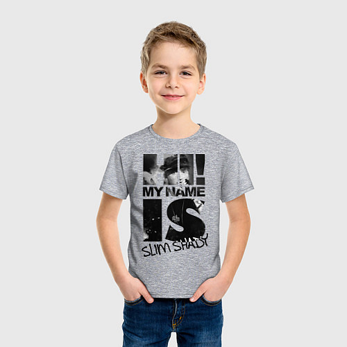 Детская футболка My name is slim shady / Меланж – фото 3
