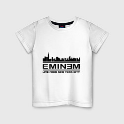 Футболка хлопковая детская Eminem: Live from NY, цвет: белый