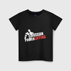 Футболка хлопковая детская Russian powerlifting (светящийся), цвет: черный