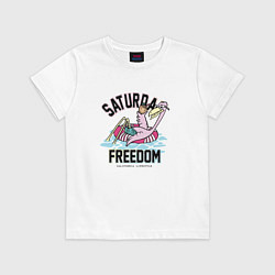 Футболка хлопковая детская Saturday Freedom, цвет: белый