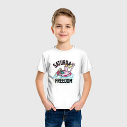 Футболка хлопковая детская Saturday Freedom, цвет: белый — фото 2