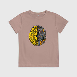Футболка хлопковая детская Мозг инженера, цвет: пыльно-розовый