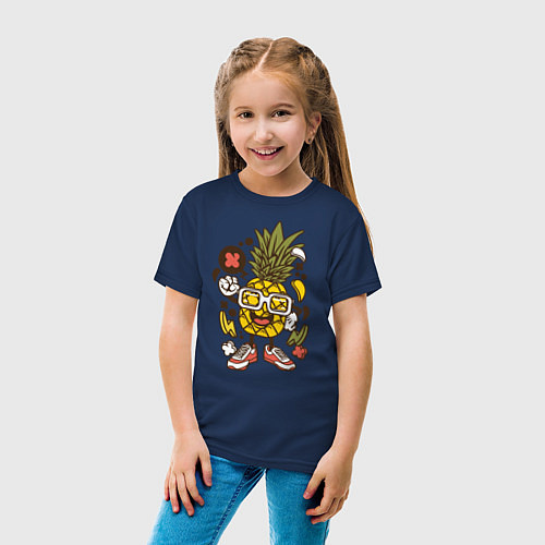 Детская футболка Летний ананас / Тёмно-синий – фото 4