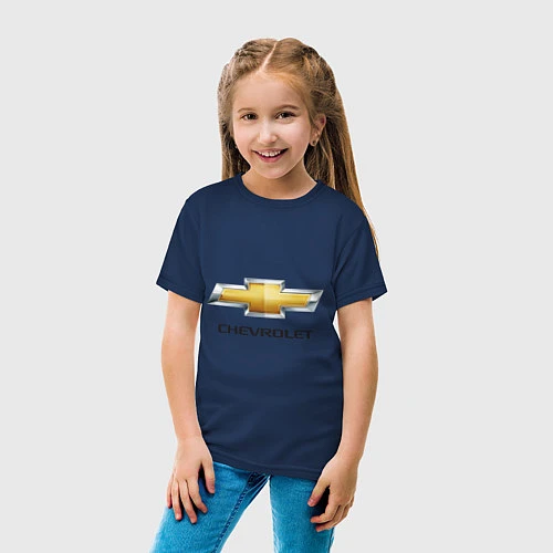 Детская футболка Chevrolet логотип / Тёмно-синий – фото 4