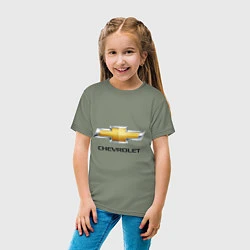Футболка хлопковая детская Chevrolet логотип, цвет: авокадо — фото 2
