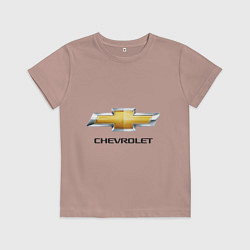 Футболка хлопковая детская Chevrolet логотип, цвет: пыльно-розовый