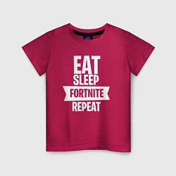 Футболка хлопковая детская Eat Sleep Fortnite Repeat, цвет: маджента