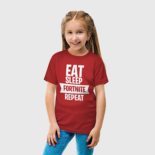 Детская футболка Eat Sleep Fortnite Repeat / Красный – фото 4