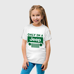 Футболка хлопковая детская Only in a Jeep, цвет: белый — фото 2