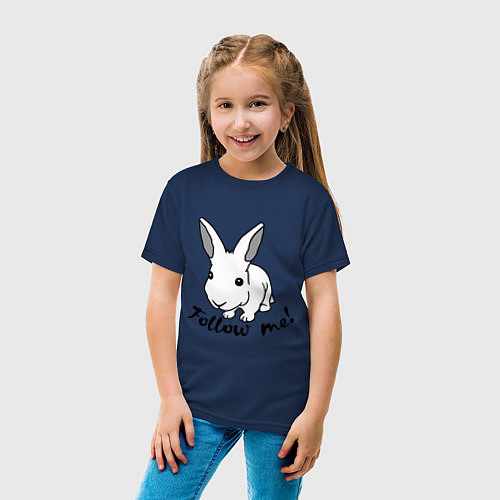 Детская футболка Rabbit: follow me / Тёмно-синий – фото 4