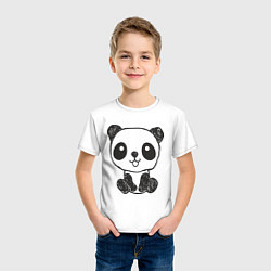 Футболка хлопковая детская Малыш панда, цвет: белый — фото 2