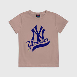 Футболка хлопковая детская NY - Yankees, цвет: пыльно-розовый