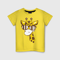 Футболка хлопковая детская Жираф в очках, цвет: желтый