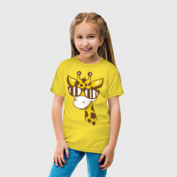 Футболка хлопковая детская Жираф в очках, цвет: желтый — фото 2
