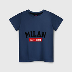 Футболка хлопковая детская FC Milan Est. 1899, цвет: тёмно-синий