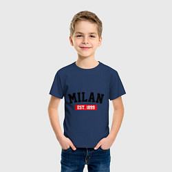 Футболка хлопковая детская FC Milan Est. 1899, цвет: тёмно-синий — фото 2