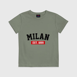 Футболка хлопковая детская FC Milan Est. 1899, цвет: авокадо